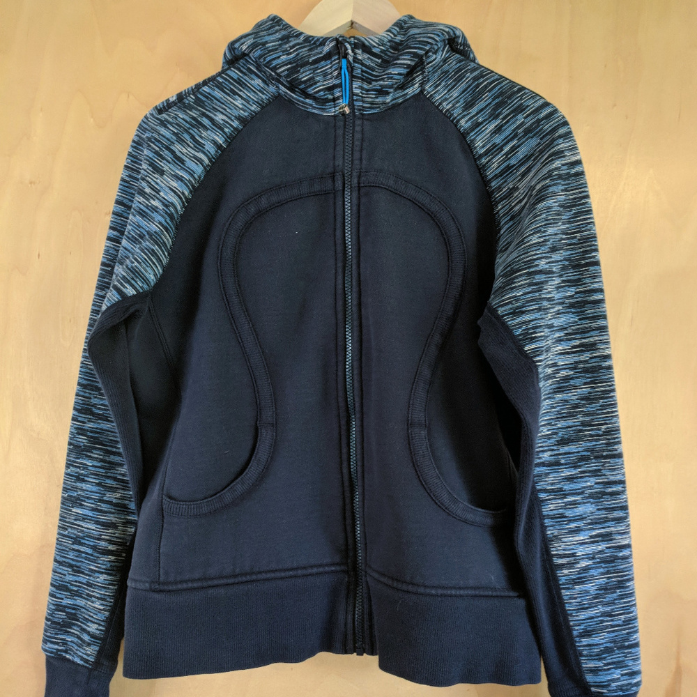 Lululemon Two Tone Blue Stripe Scuba Hoodie
